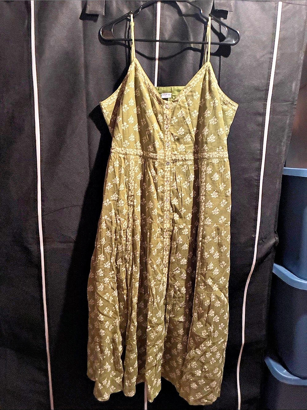 Anthropologie BILA 77 Floral Maxi Dress in Green & White Size XL
